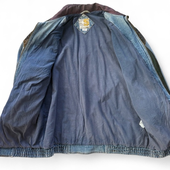 Vintage 90s Oversized Denim Jacket | Western Patchwork Boho Retro | Size L - Picture 3 of 10